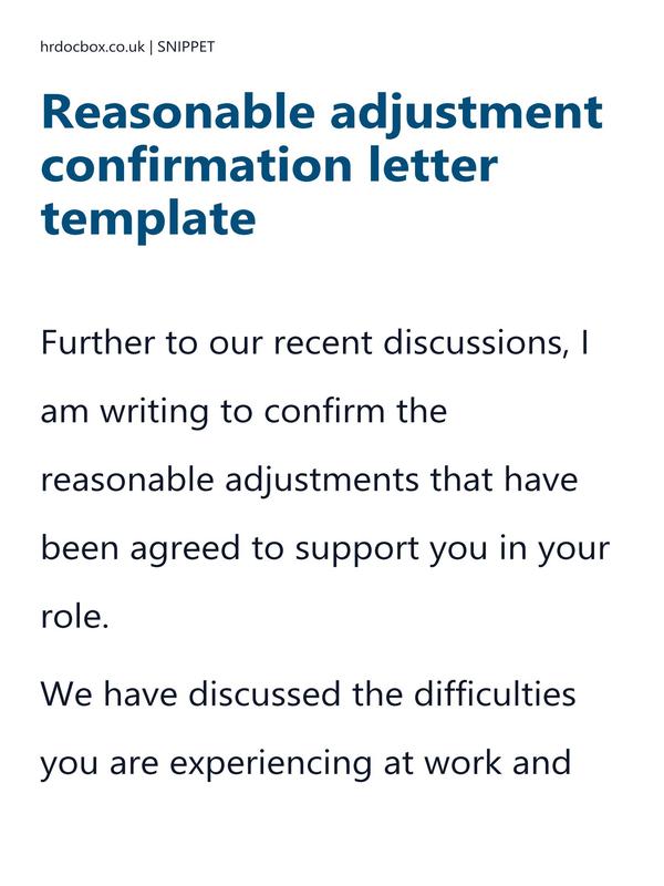 Reasonable adjustment confirmation letter template preview