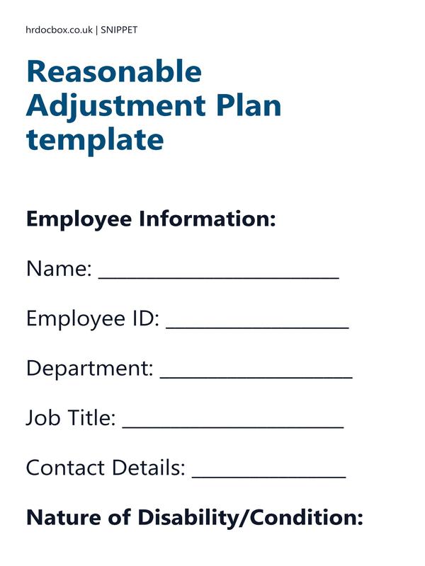 Reasonable Adjustment Plan template preview