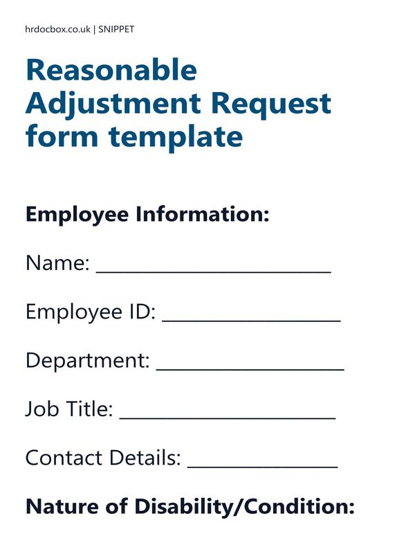 Reasonable Adjustment Request form template preview