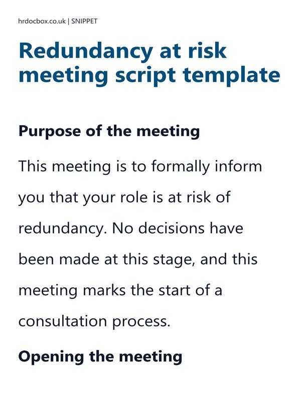 Redundancy at risk meeting script template preview
