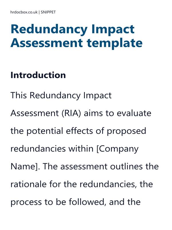 Redundancy Impact Assessment template preview
