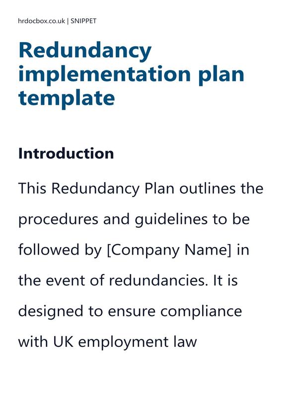 Redundancy implementation plan template preview
