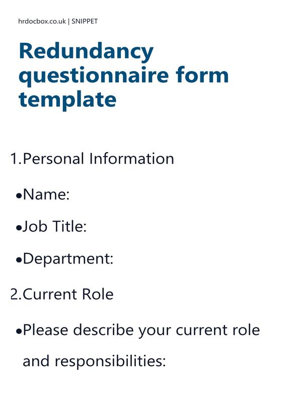 Redundancy questionnaire form template preview