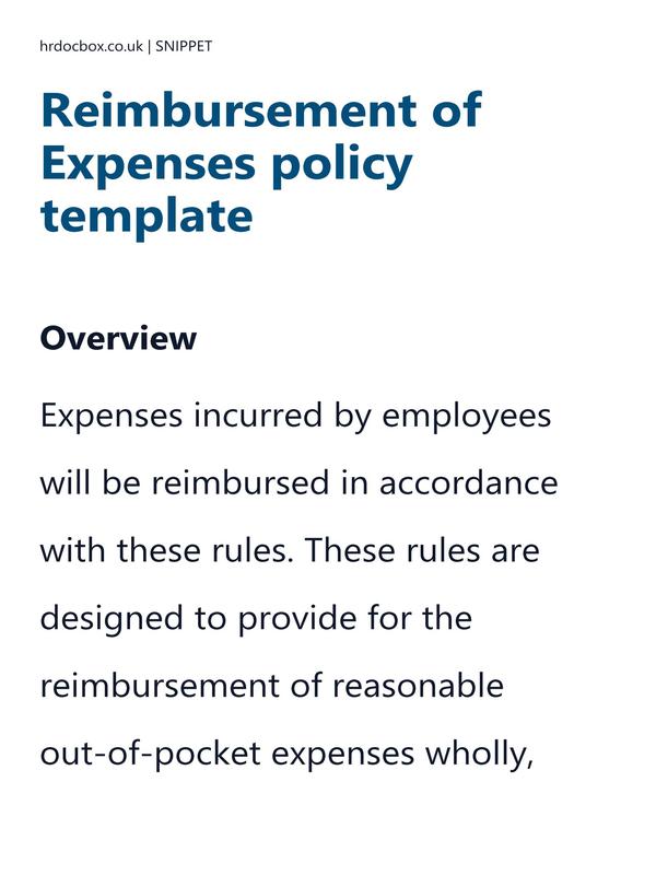 Reimbursement of Expenses policy template preview