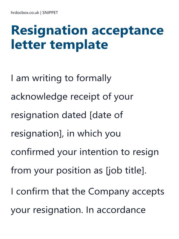 Resignation acceptance letter template preview