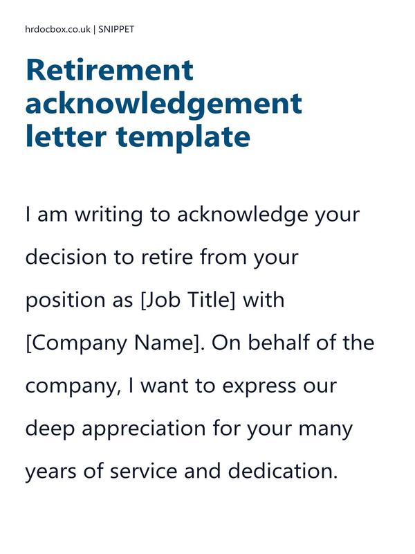 Retirement acknowledgement letter template preview