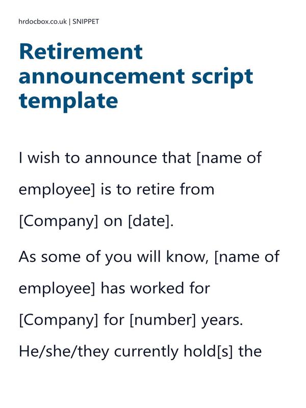 Retirement announcement script template preview
