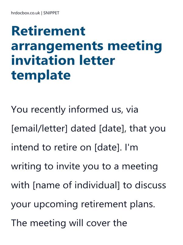 Retirement arrangements meeting invitation letter template preview