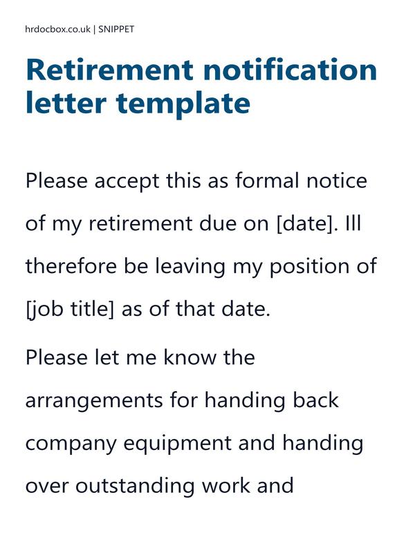 Retirement notification letter template preview