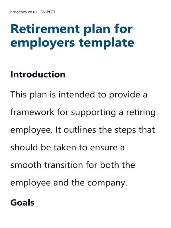 Retirement plan for employers template preview