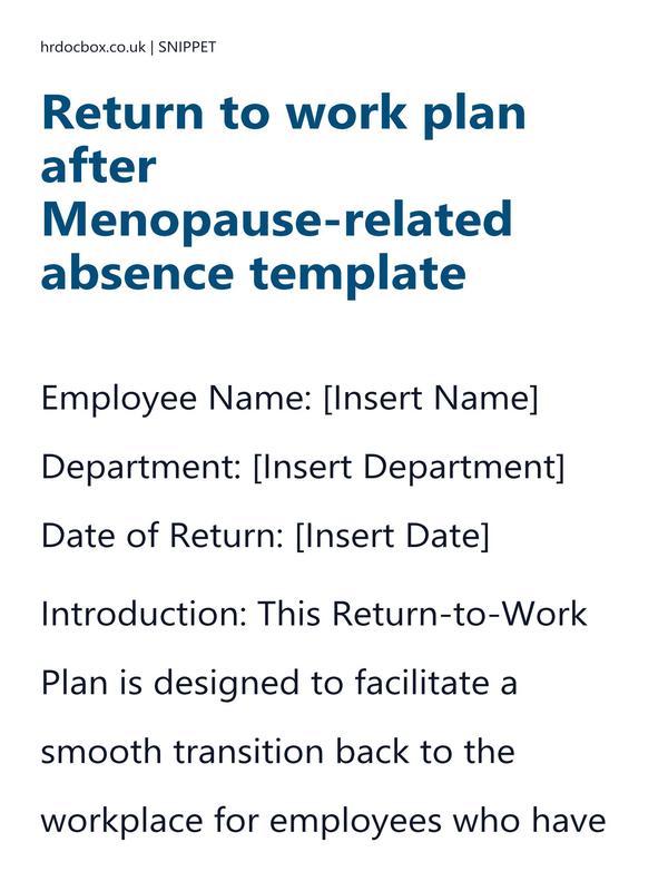 Return to work plan after Menopause-related absence template preview