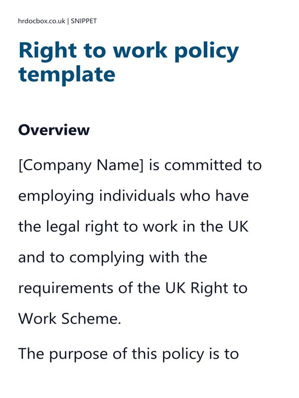 Right to work policy template preview