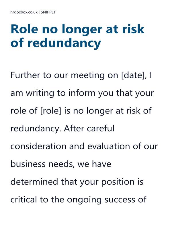 Role no longer at risk of redundancy letter template preview