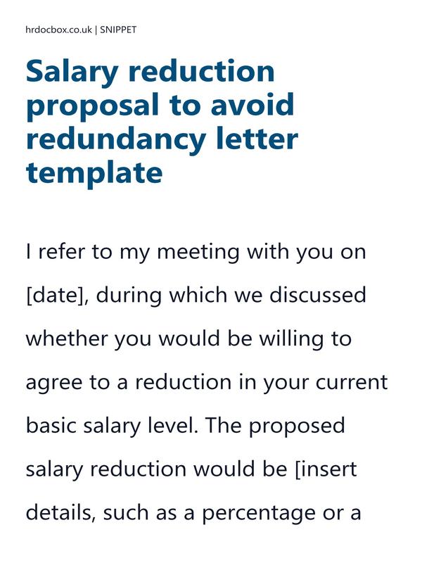 Salary reduction proposal to avoid redundancy letter template preview