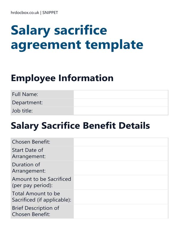 Salary sacrifice agreement template preview