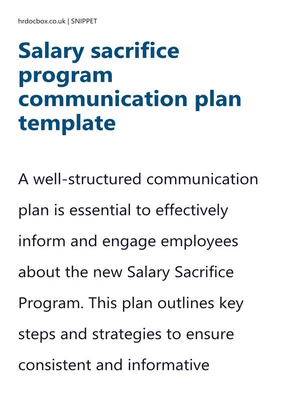 Salary sacrifice program communication plan template preview