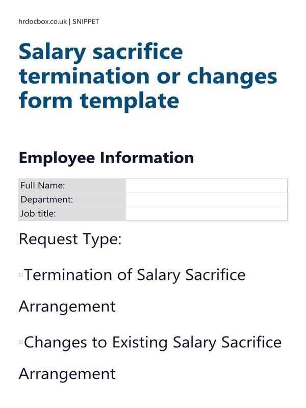 Salary sacrifice termination or changes form template preview