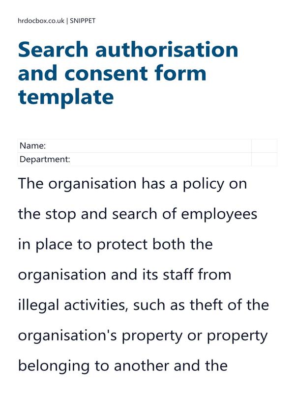 Search authorisation and consent form template preview