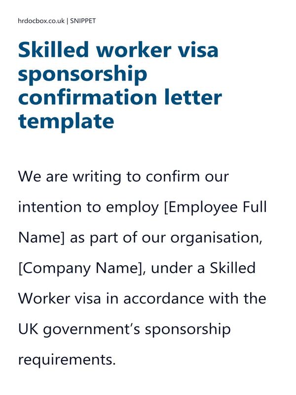 Skilled worker visa sponsorship confirmation letter template preview