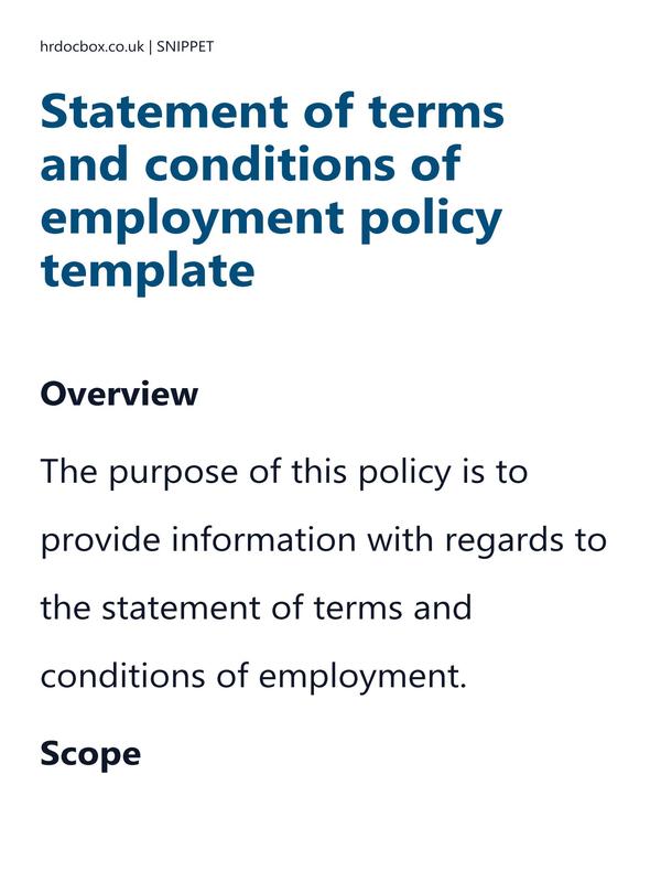 Statement of terms and conditions of employment policy template preview
