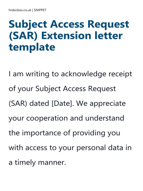 Subject Access Request (SAR) Extension letter template preview