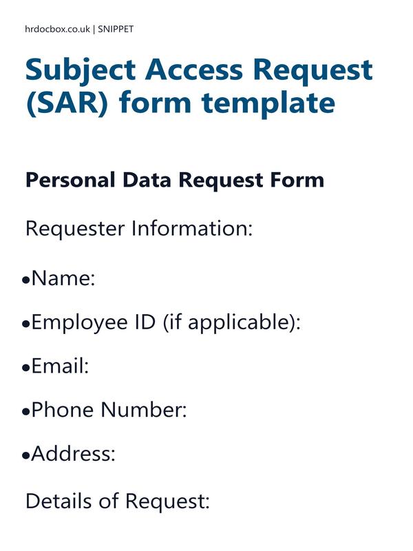 Subject Access Request (SAR) form template preview