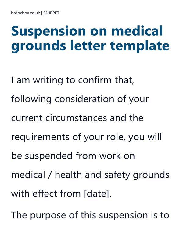 Suspension on medical grounds letter template preview