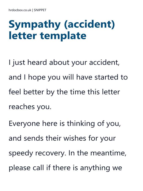 Sympathy (accident) letter template preview