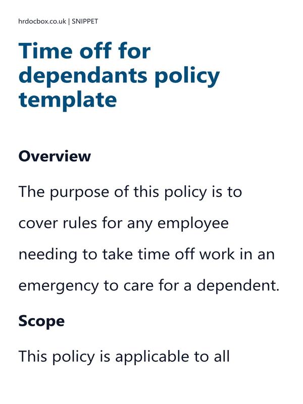 Time off for dependants policy template preview