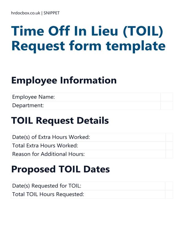 Time Off In Lieu (TOIL) Request form template preview