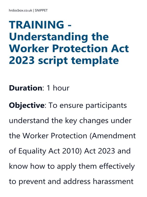TRAINING - Understanding the Worker Protection Act 2023 script template preview