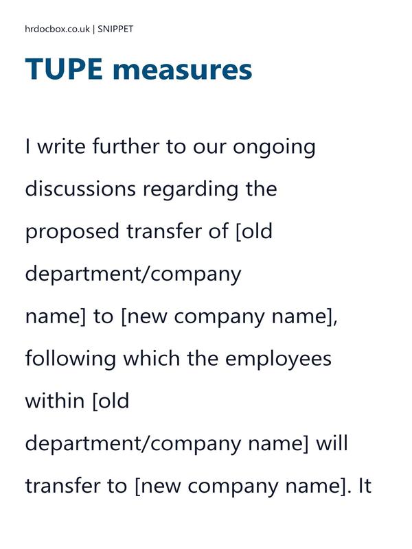 TUPE measures letter template preview