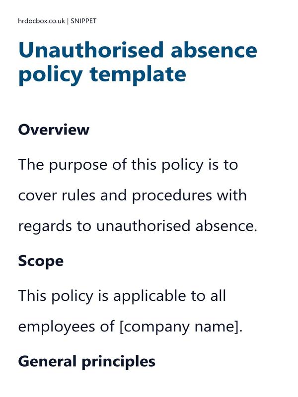 Unauthorised absence (AWOL) policy template preview
