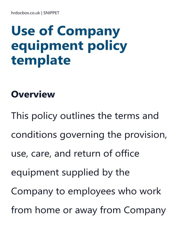 Use of Company equipment policy template preview