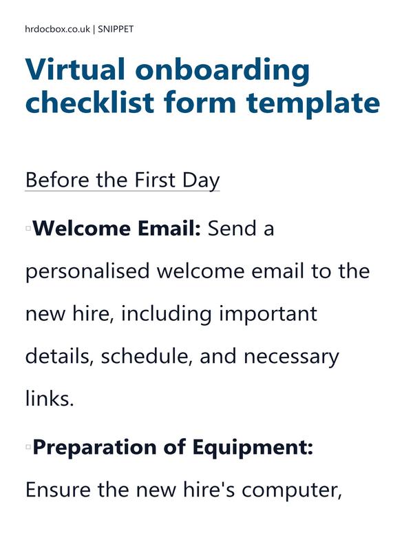 Virtual onboarding checklist form template preview