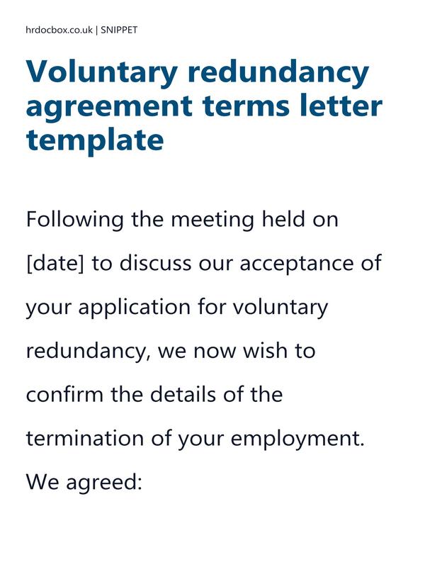 Voluntary redundancy agreement terms letter template preview
