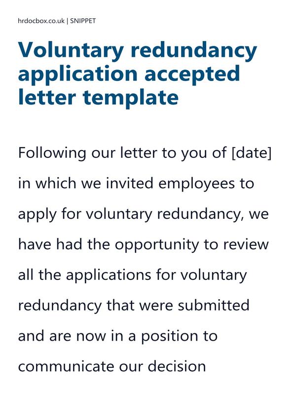 Voluntary redundancy application accepted letter template preview