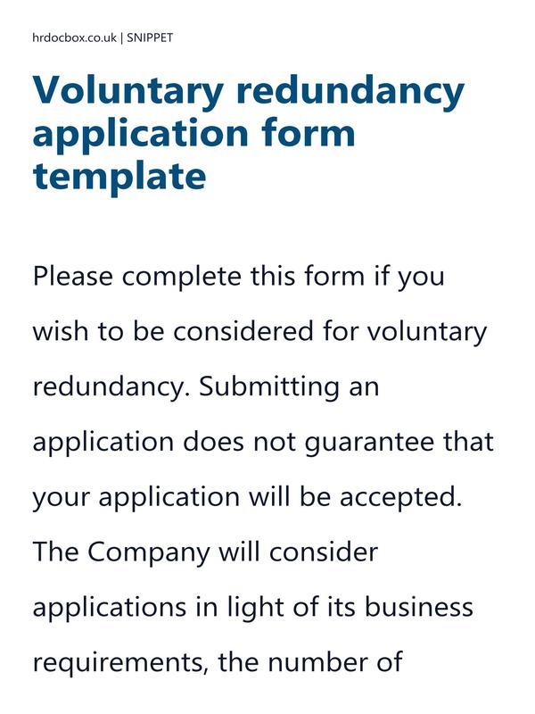 Voluntary redundancy application form template preview