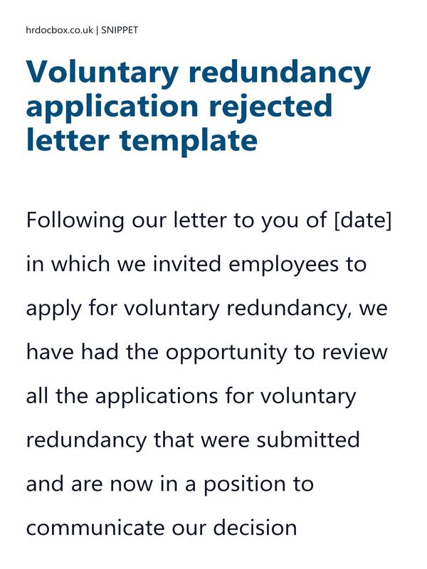Voluntary redundancy application rejected letter template preview