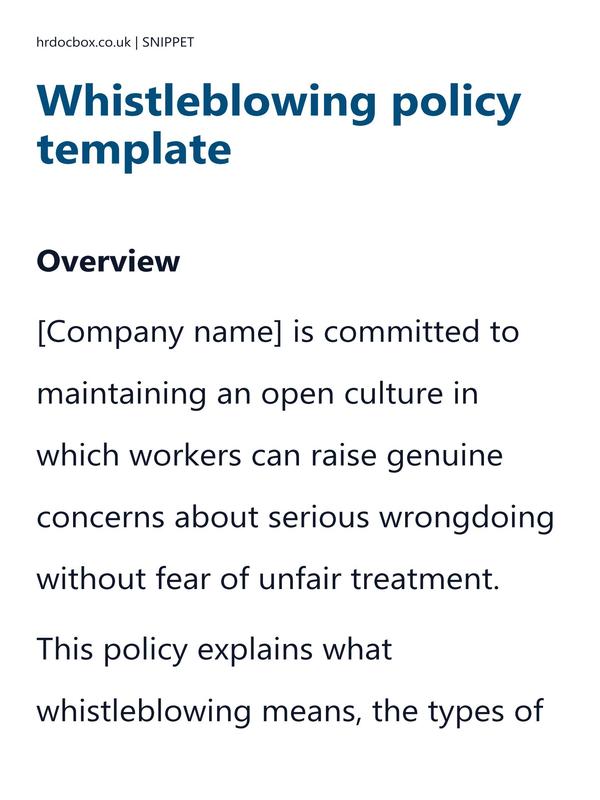 Whistleblowing policy template preview