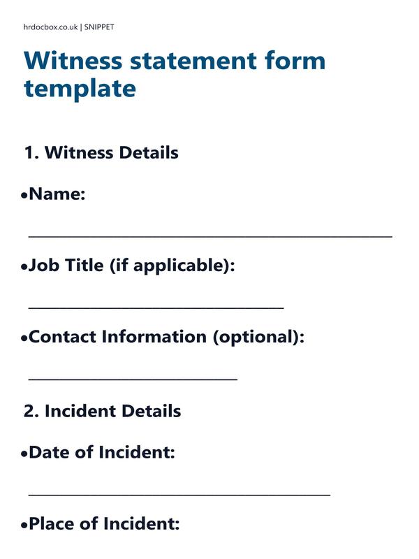 Witness statement form template preview