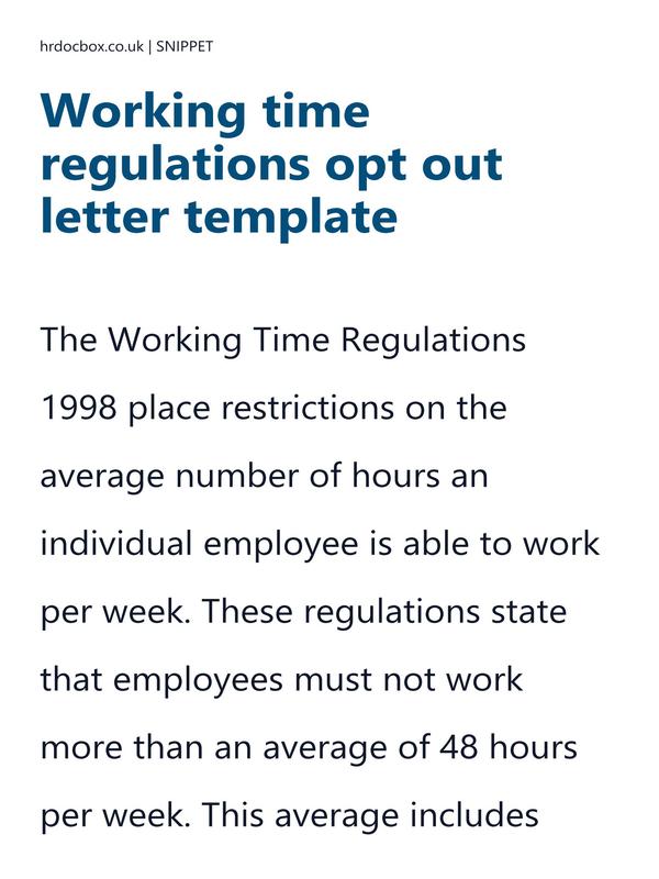Working time regulations opt out letter template preview