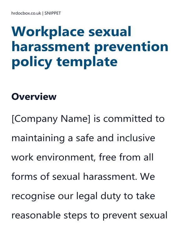 Workplace sexual harassment prevention policy template preview